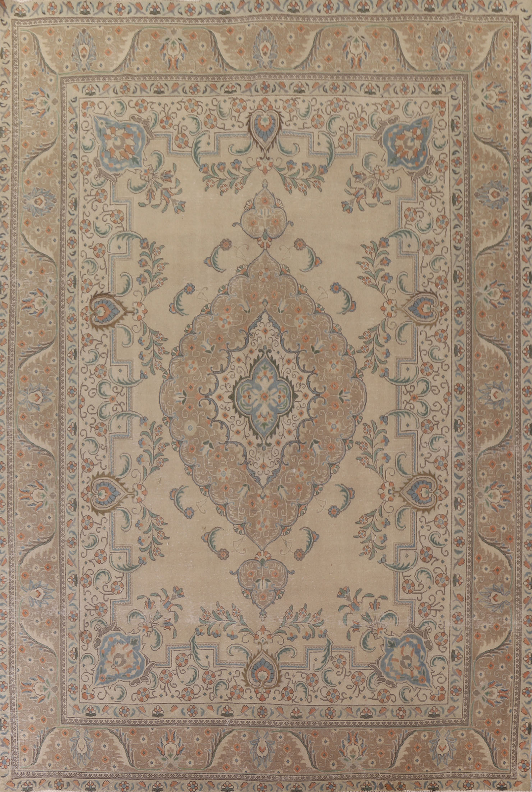 Distressed Traditional Area Rug 10×13 ft Hand-knotted Wool Living Room Carpet