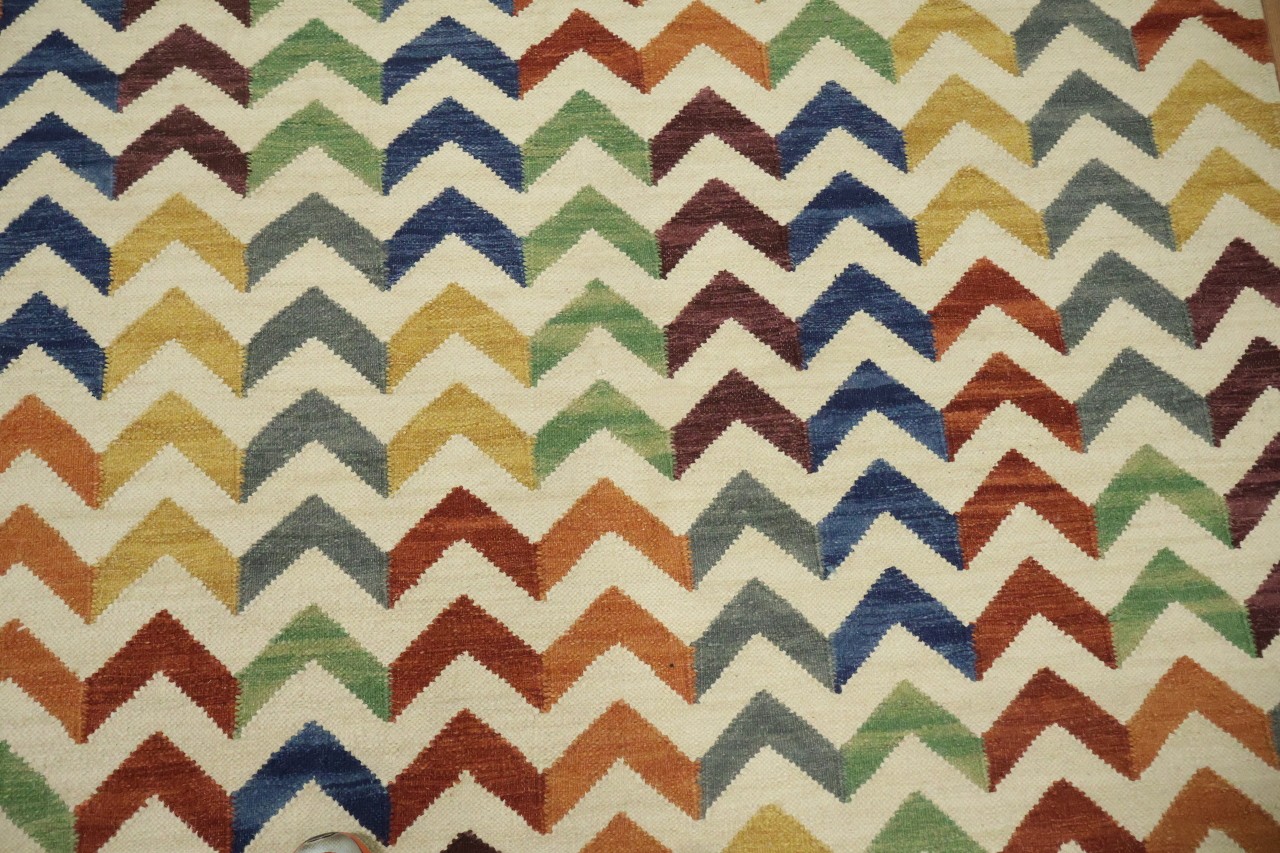 Modern 5×8 Chevron Pattern Area Rug in Bright Multicolor