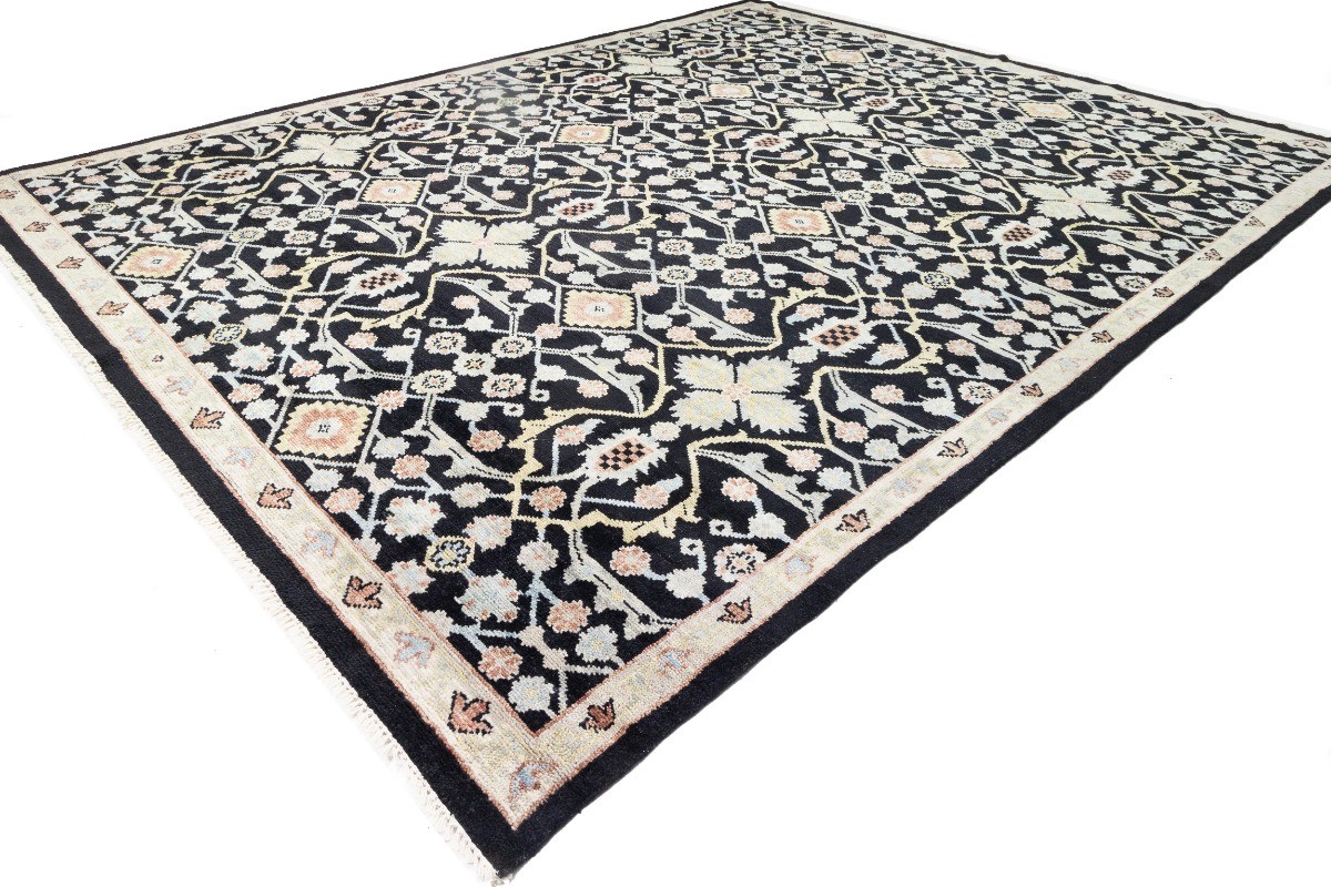Handmade Floral Design Oversized Rug Wool Oriental Farmhouse Carpet 12X15 ft