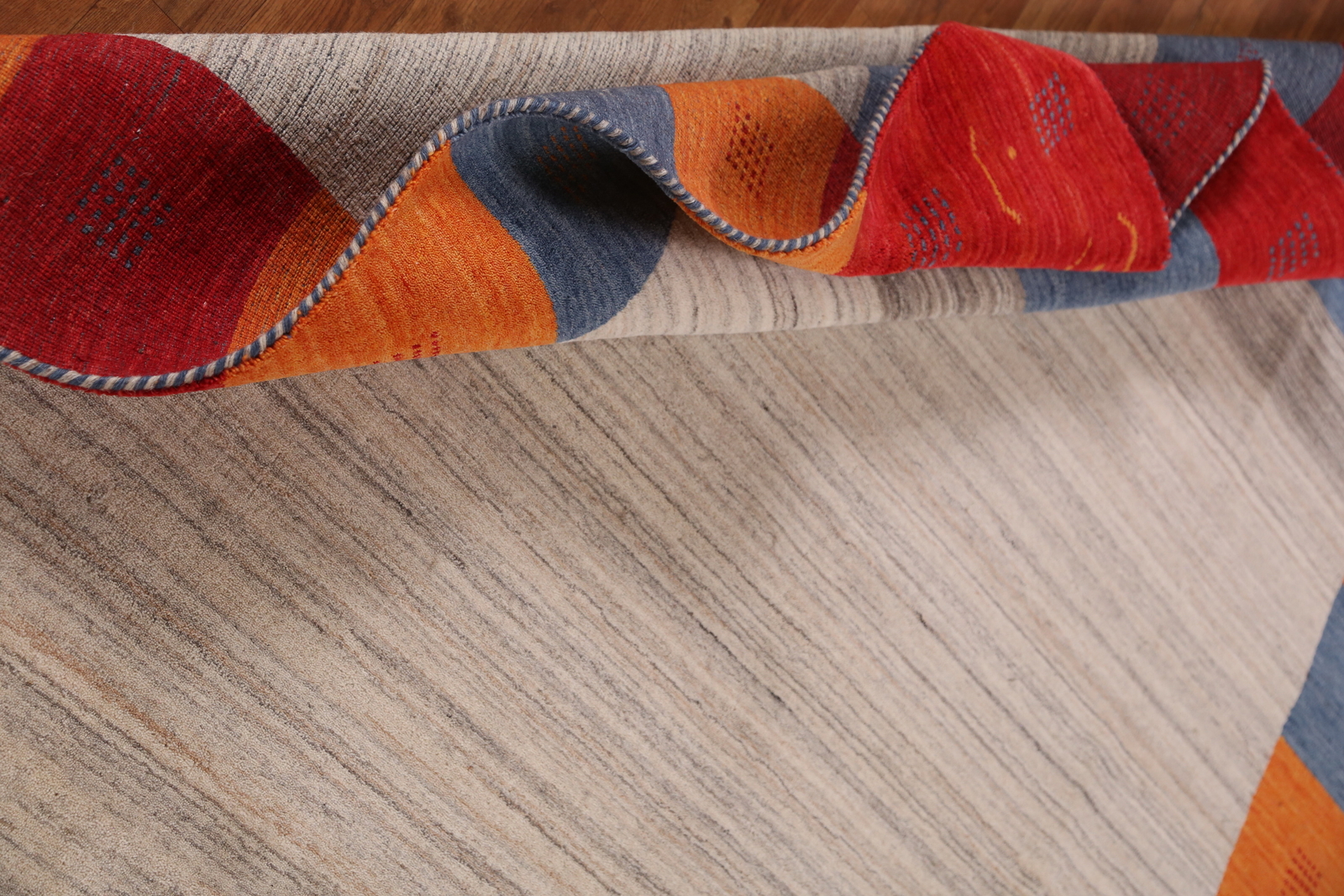 Bordered High-quality Hand-woven Wool Rug Durable Gabbeh Rug 6×8 ft