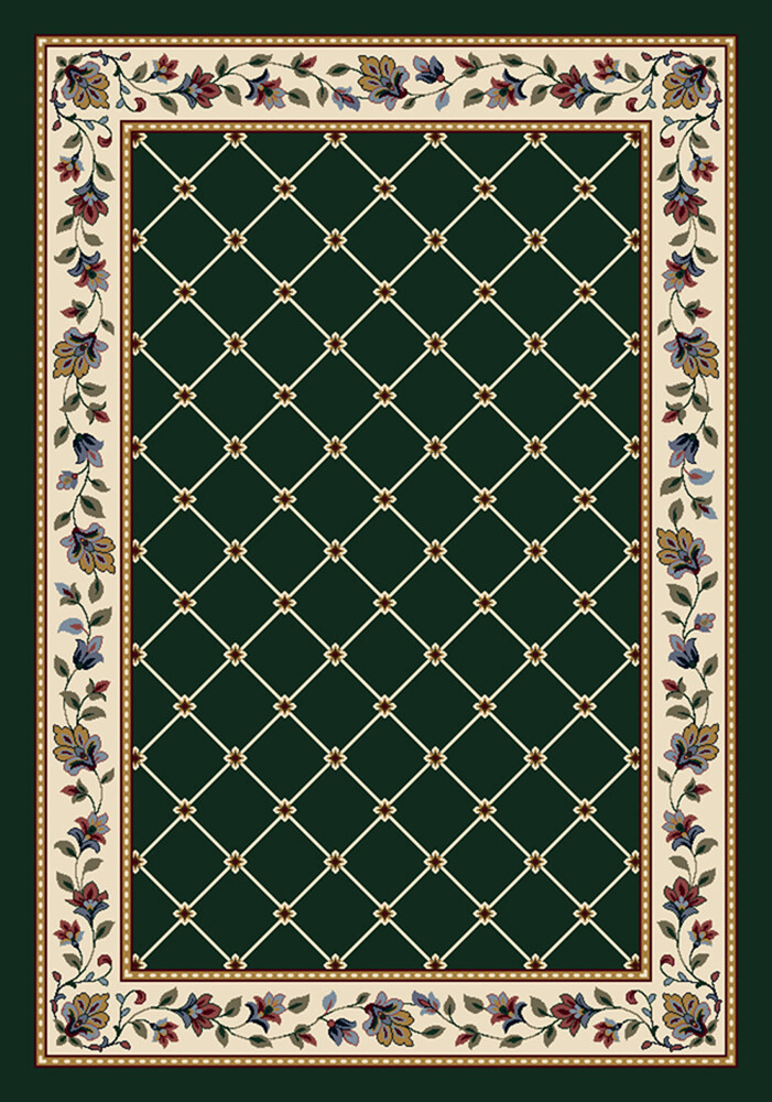 Milliken Green Transitional Casual Floral Area Rug Bordered Symphony Emerald