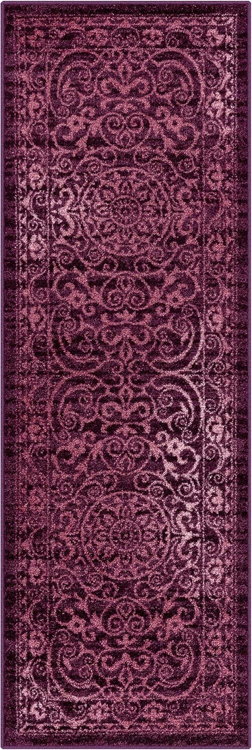 Pelham Vintage Medallion Runner Rug – – Washable, Non-Slip, Low Profile Indo…