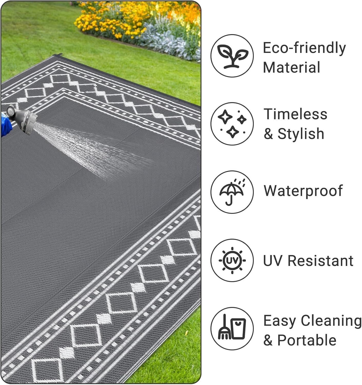 Outdoor rug Reversible patio Plastic Straw mat RV Camping Picnic Balcony Deck