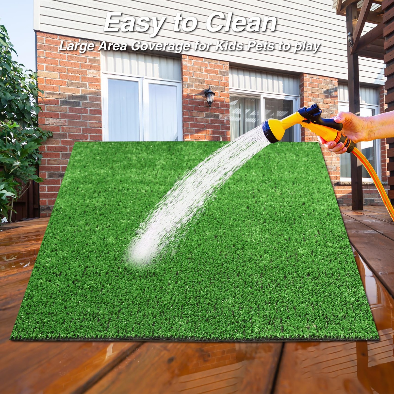Green Artificial Grass Outdoor Rug 6FT X 6FT, Fake Turf Carpet Flooring Mat f…