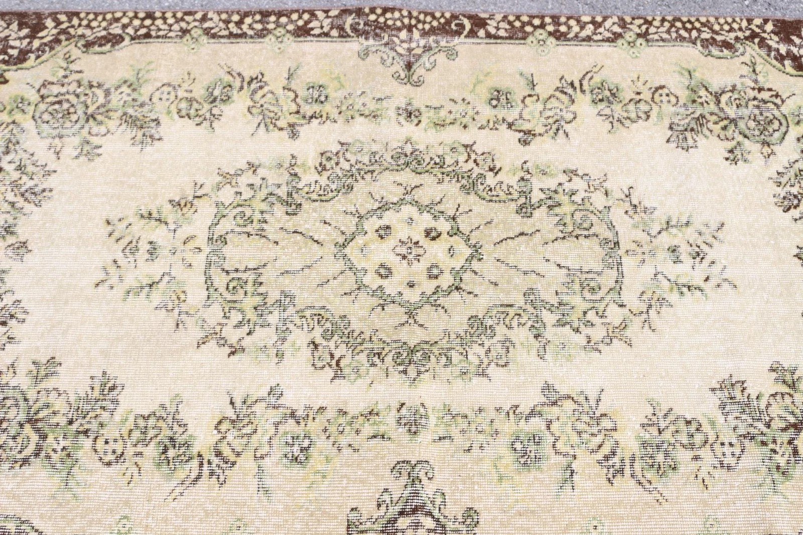 Vintage Turkish Rug, 3,8×6,7 ft Area Rug, Brown Green Southwestern Rug