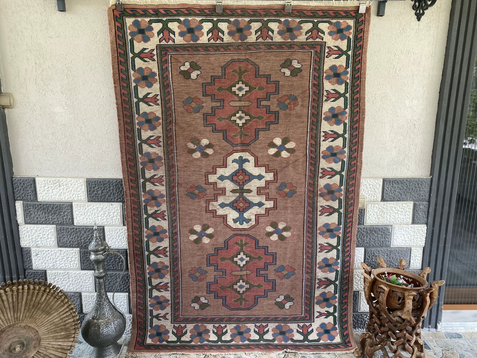 Turkish Kurdish Vintage Rug | 4.3 x 6.5 ft | Handwoven Anatolian Tribal Geometri