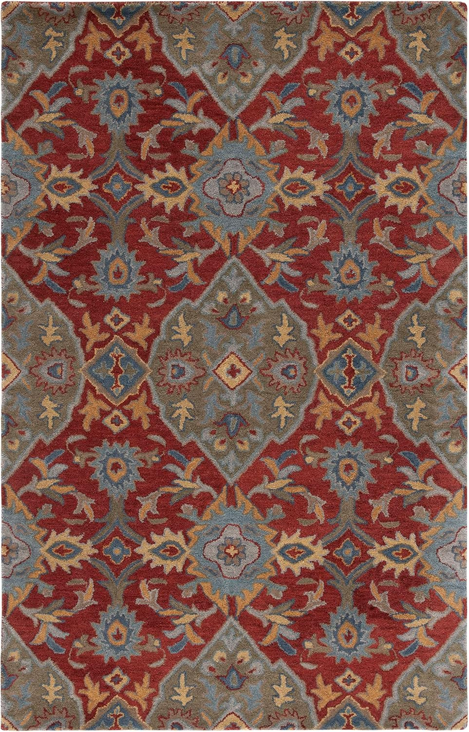 Handmade Heritage Collection 5′ X 8′ Oriental Wool Area Rug – Red & Green