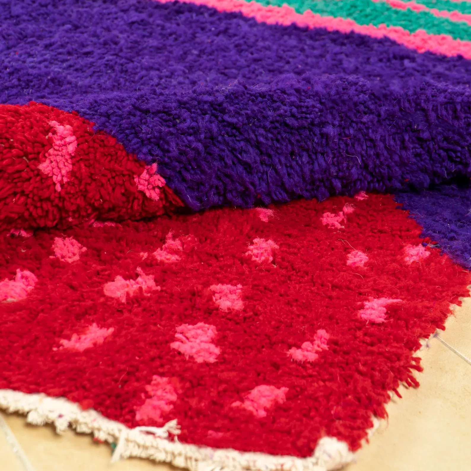 Handmade Beni Ourain Blue , Custom Moroccan Berber Wool Carpet, Boho Living Room