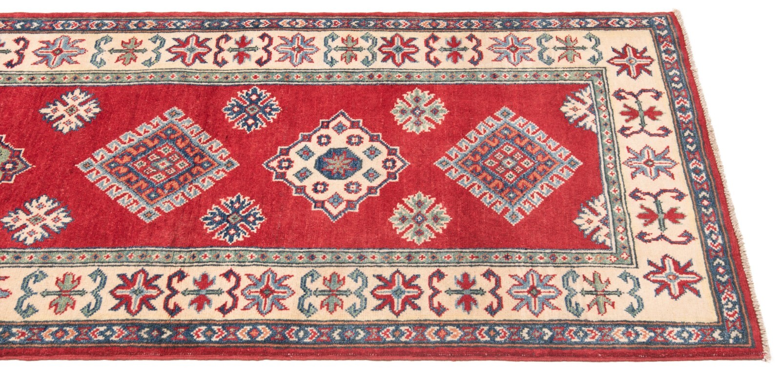 Kazak 294×81 cm Hand Knotted Oriental Carpet Fine New Carpet Rug Runner Red