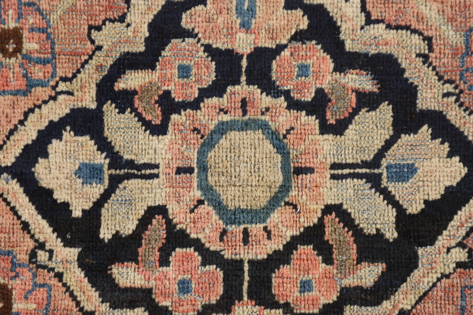 Antique Pink/ Navy Blue Floral Wool Hand-made Mahal Traditional Floral Rug 4×6