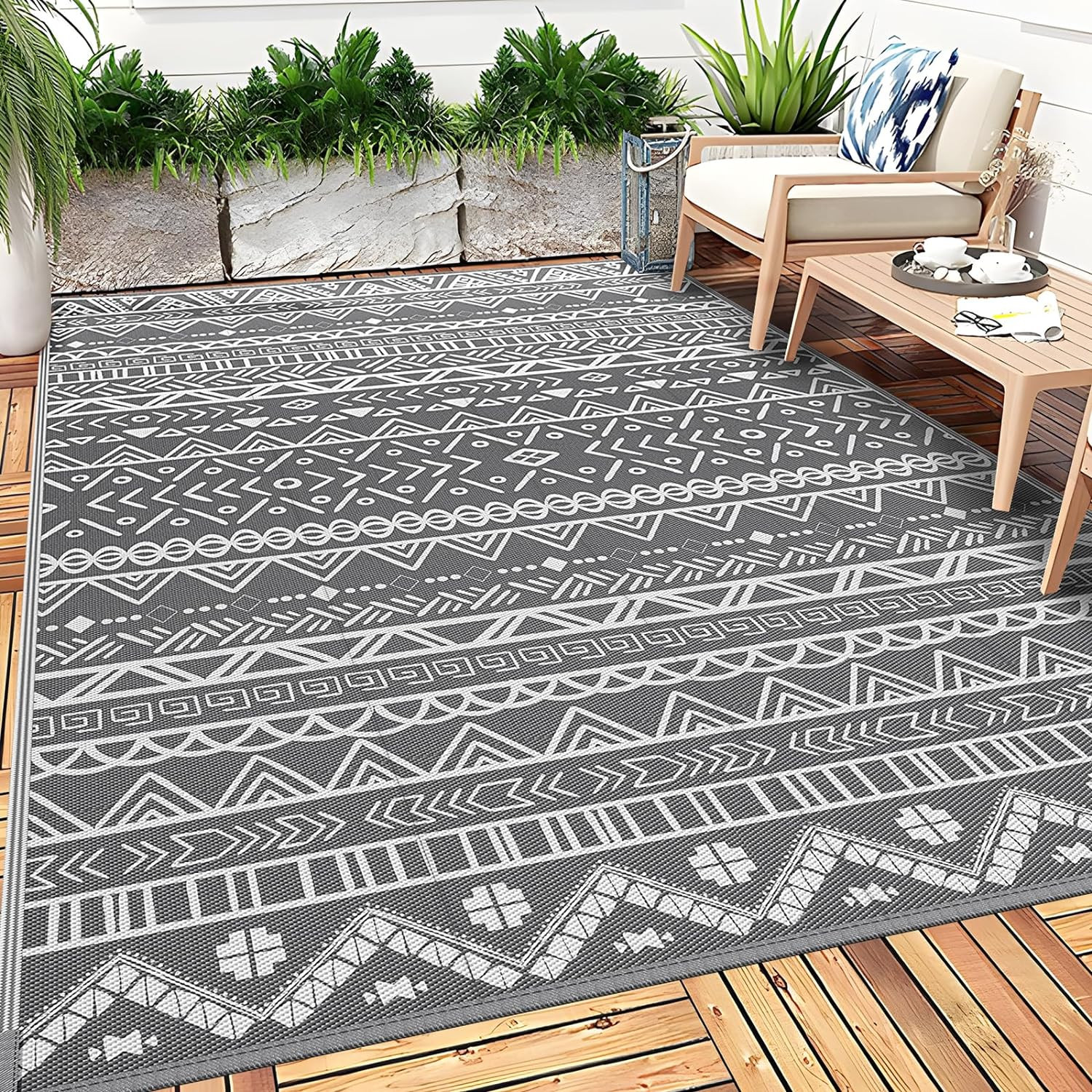 Outdoor Plastic Straw Rug,Outdoor Area Rug-150X245Cm,Outdoor Carpet Waterproof,R
