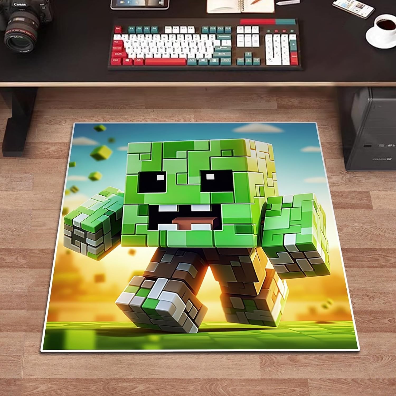 Pixel Game Themed Area Rug 39×39 Inches