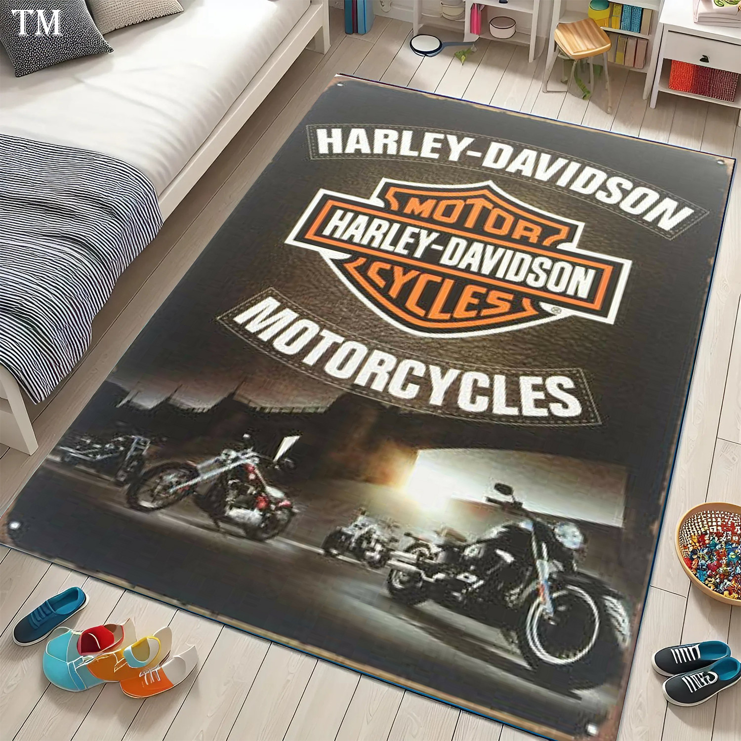 Astra Classic Heavy Cruiser Carpet – Monochrome Motorcycle Room Decor