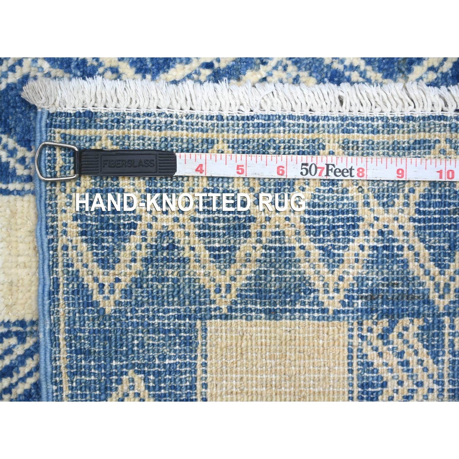 8’9″x11’6″ Blue Moroccan Berber Influence Wool Hand Knotted Oriental Rug 22844