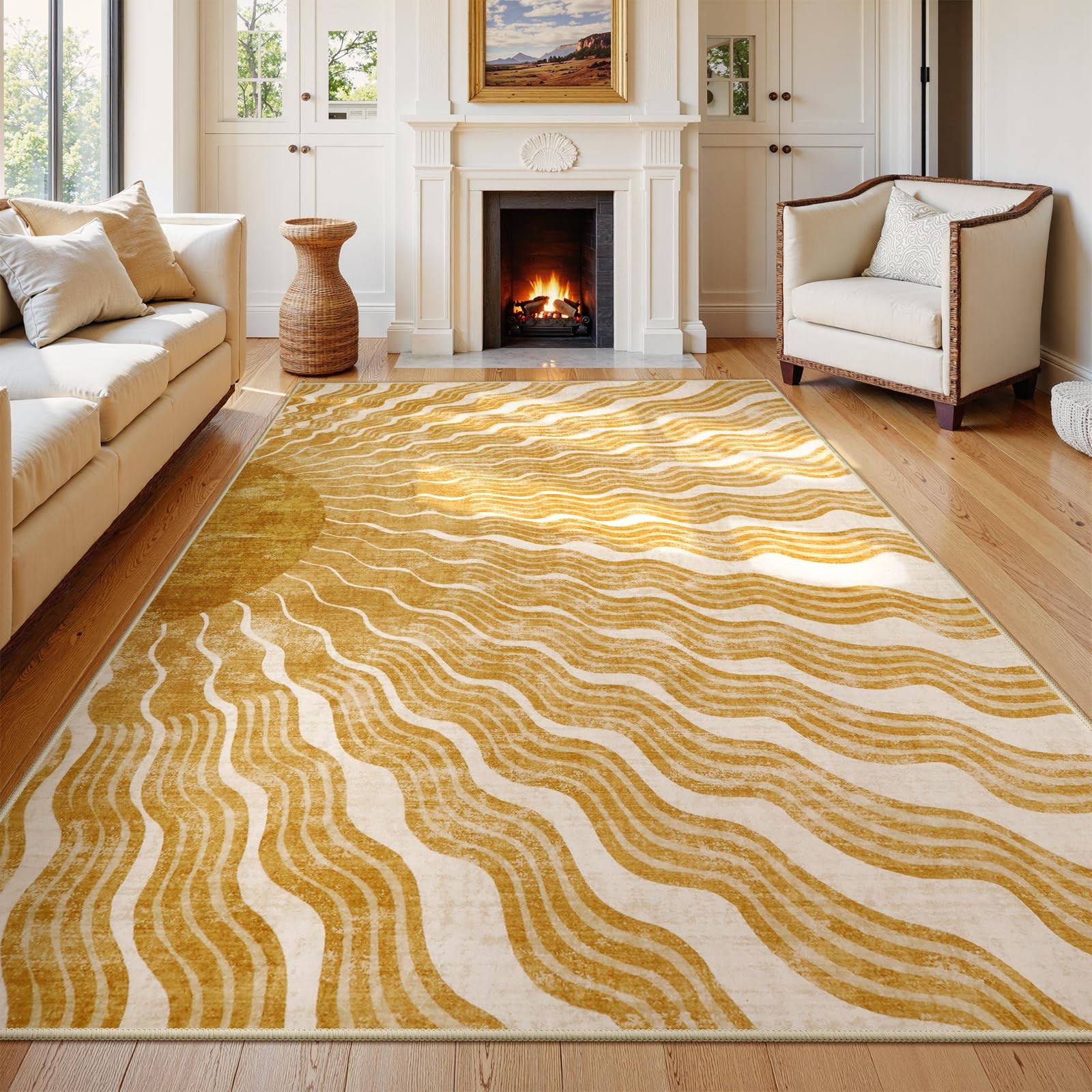 Boho 8×10 Area Rugs, Sun Print Soft Washable Rugs 8×10 Rug for Living Room Nu…