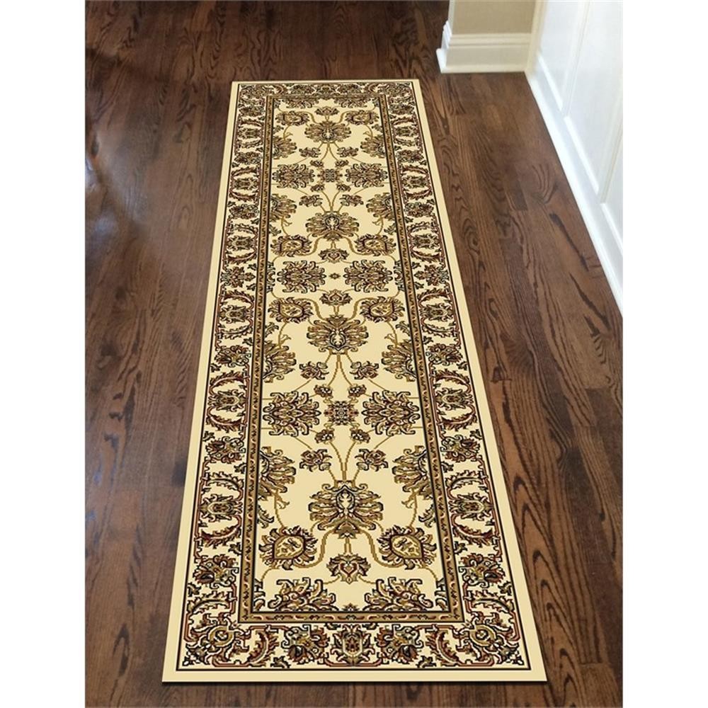 Pemberly Row Traditional 2’2″ x 8′ Rectangular Fabric Rug in Ivory