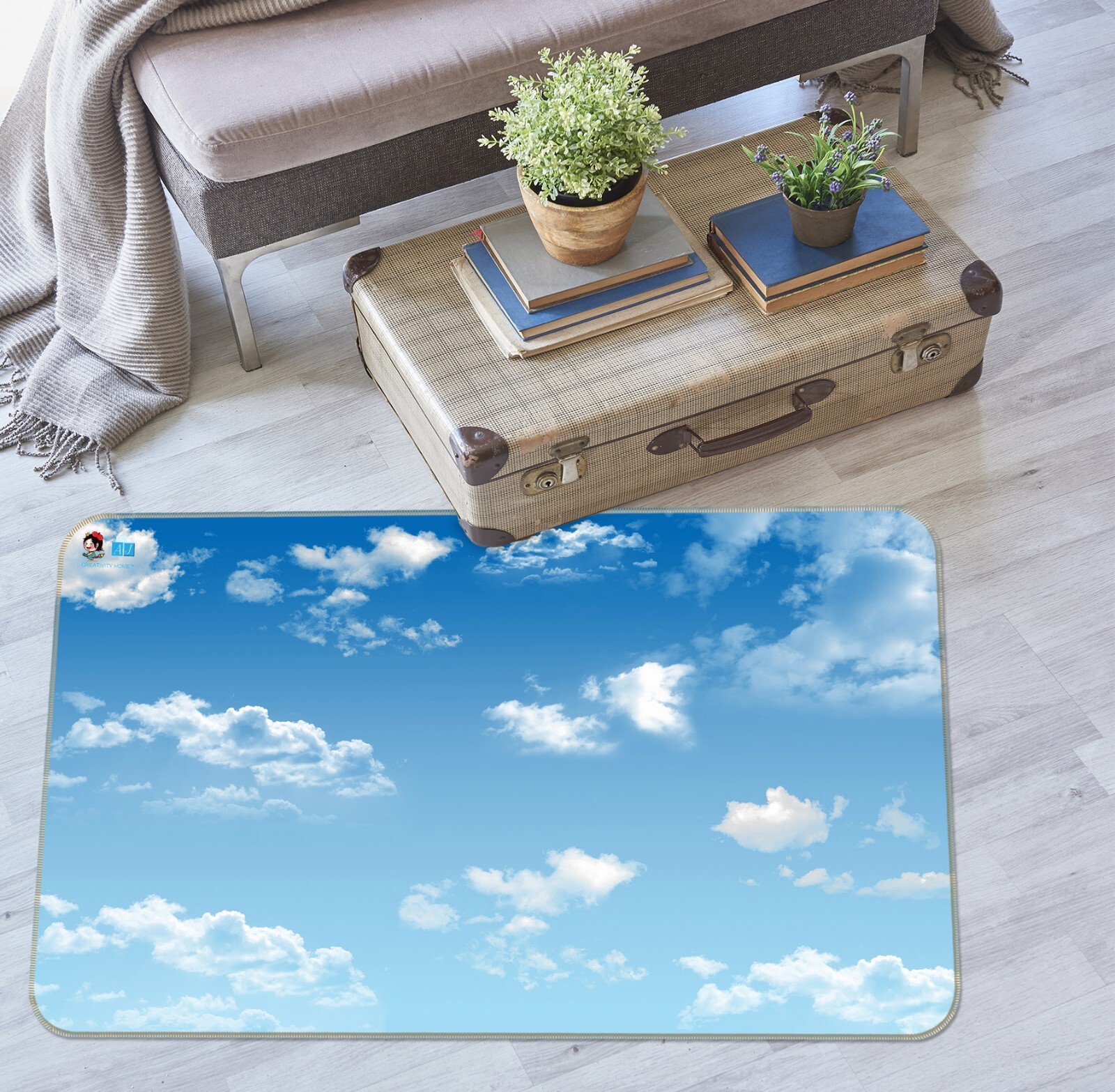 3D Blue Sky White Clouds ZHUA3681 Game Non Slip Rug Mat Photo Carpet Amy