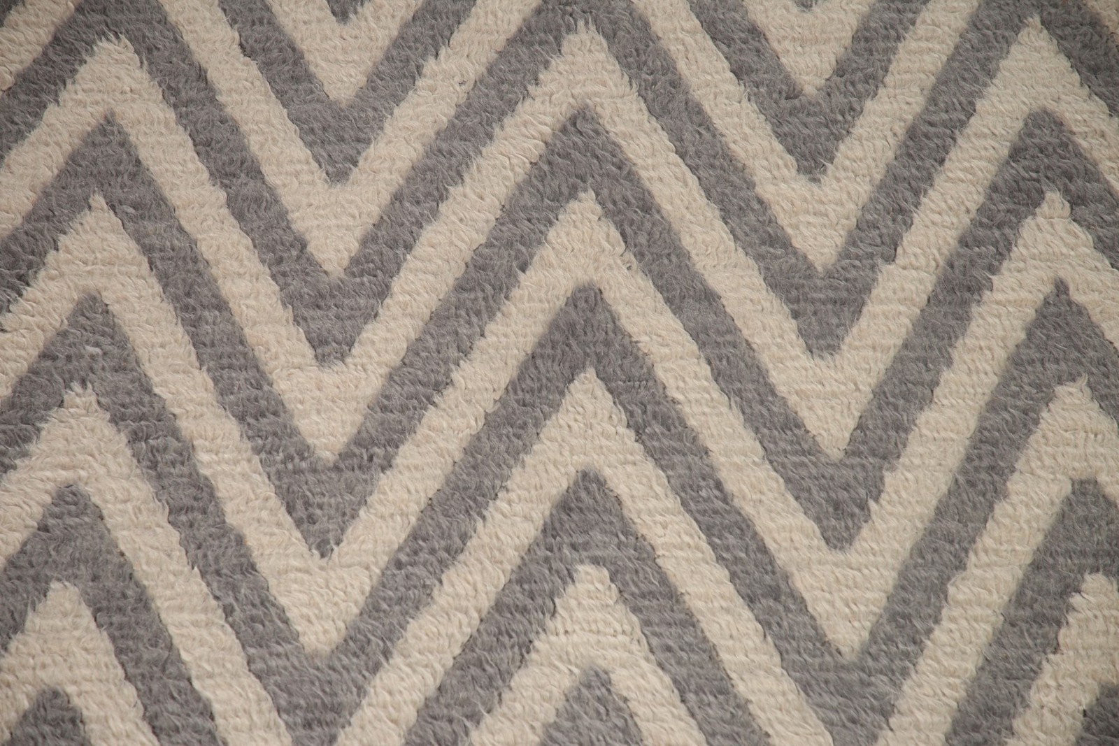 Chevron Moroccan Shaggy Wool Hand-knotted Contemporary Room Size Rug 8×10 Carpet