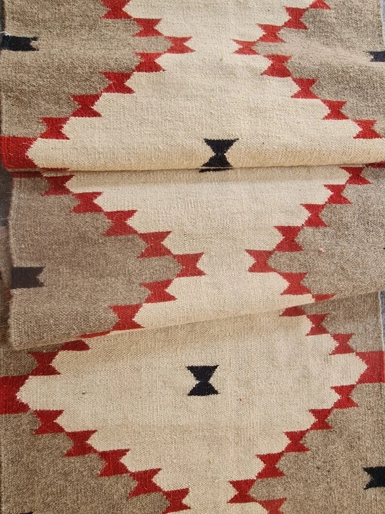 Southwestern Navajo kilim wool Rug Native American Tribal Aztec Hallway Runner
