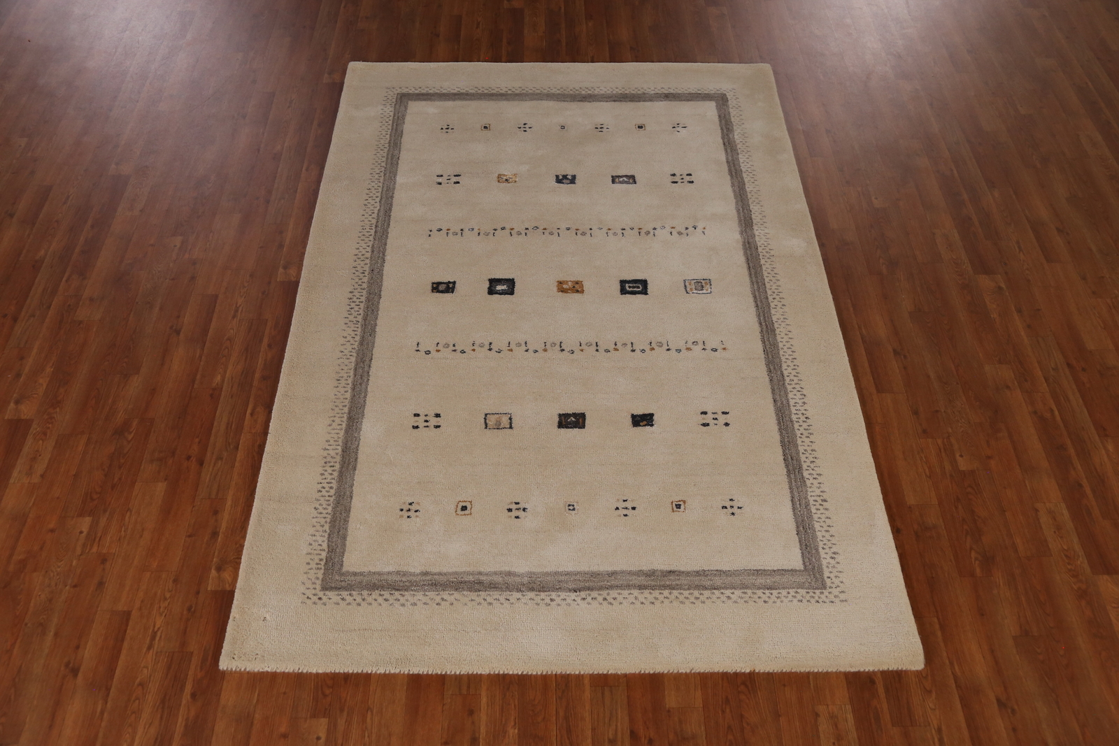 Luxurious Hand-tufted Rug Beige Modern Gabbeh Rug 5×8 ft