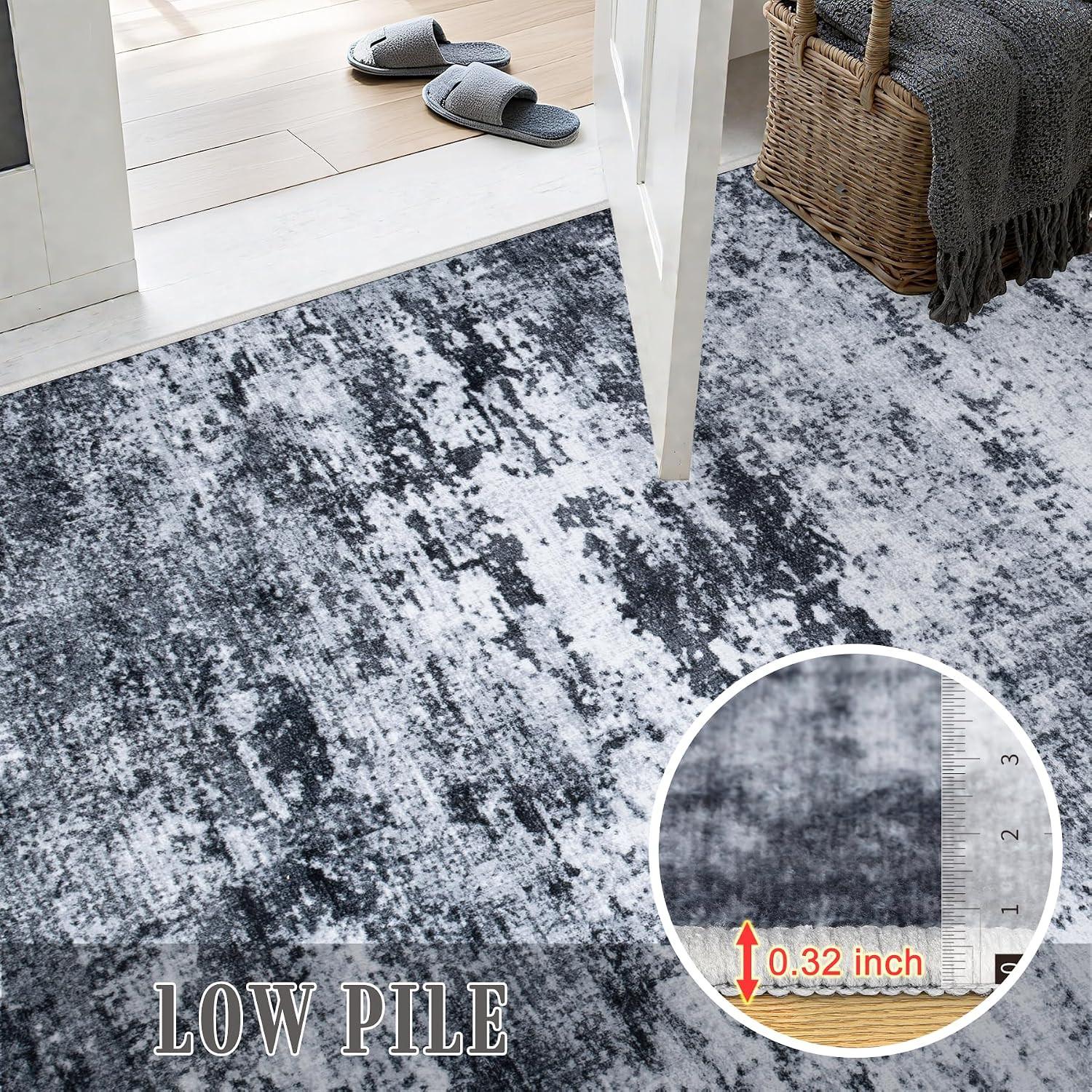 5X7 Area Rug Living Room Rug: Washable Modern Abstract Soft Thin Rug Indoor Floo