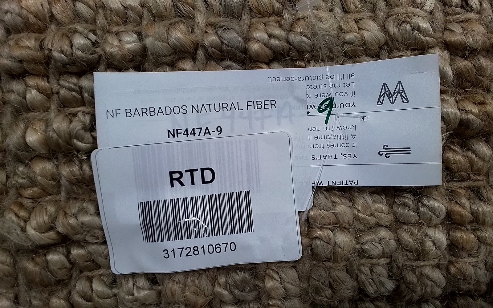 NATURAL 9′-0″ x 12′-0″ Flaw in Rug, Reduced Price 3172810670 NF447A-9