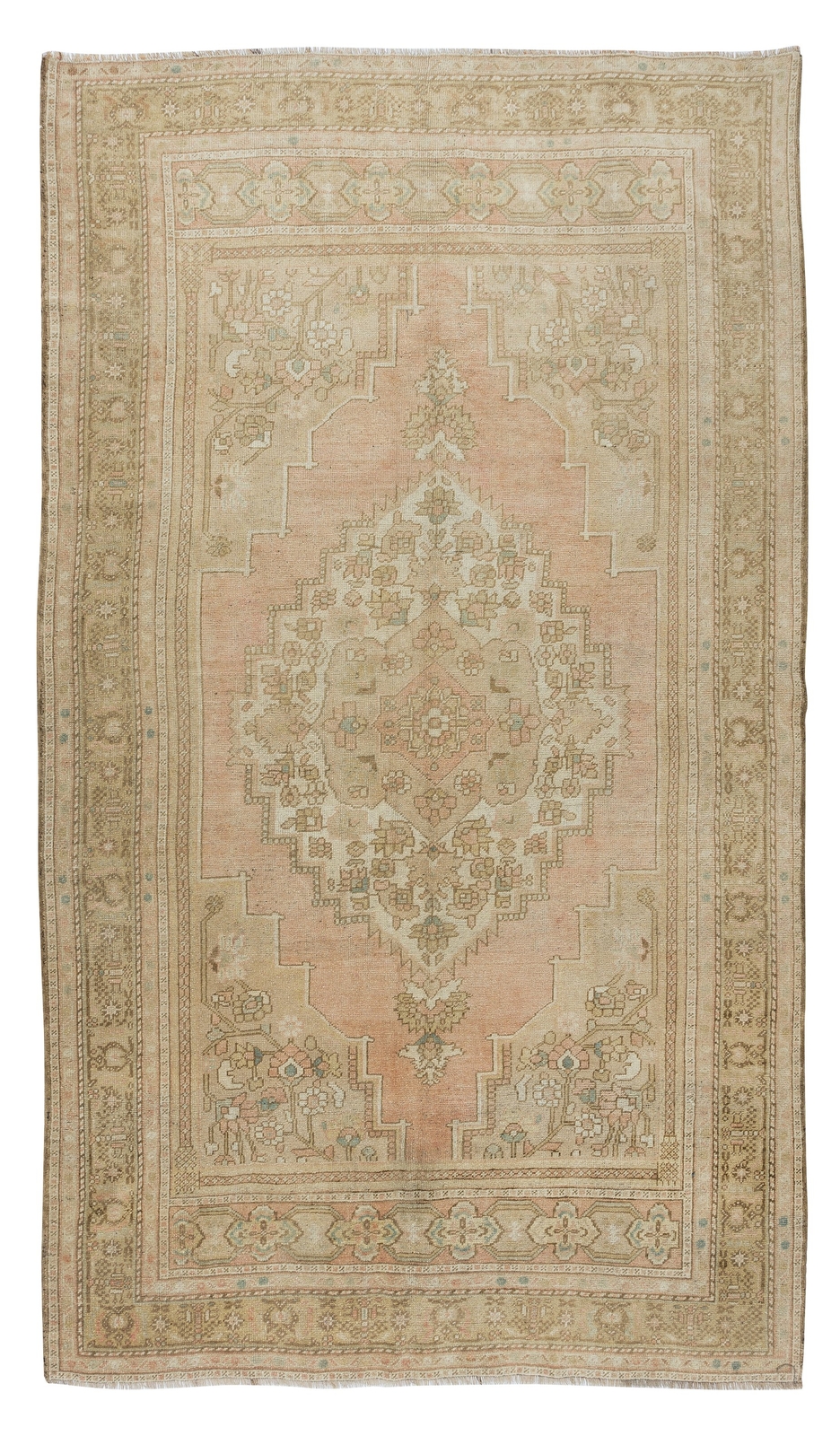 5.6×10 Ft Vintage Handmade Anatolian Oriental Wool Rug with Tribal Style