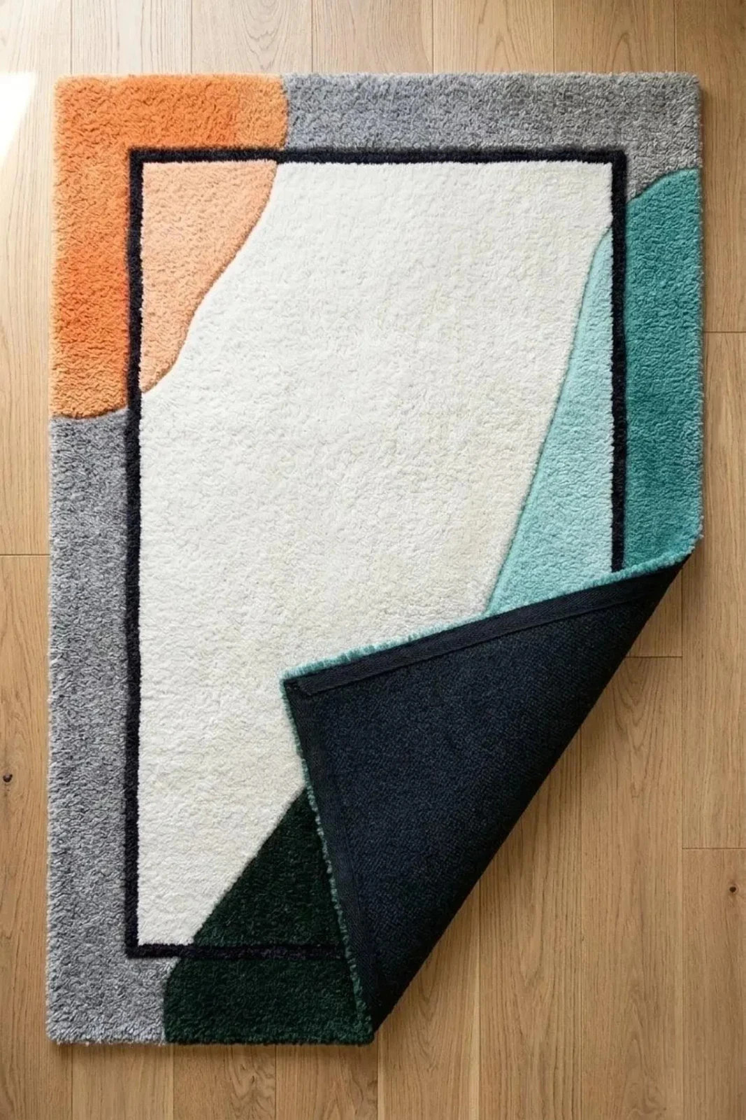 Hand Tufted Wool Area Rug, Modern Abstract Geometric, Contemporary Living Carpet