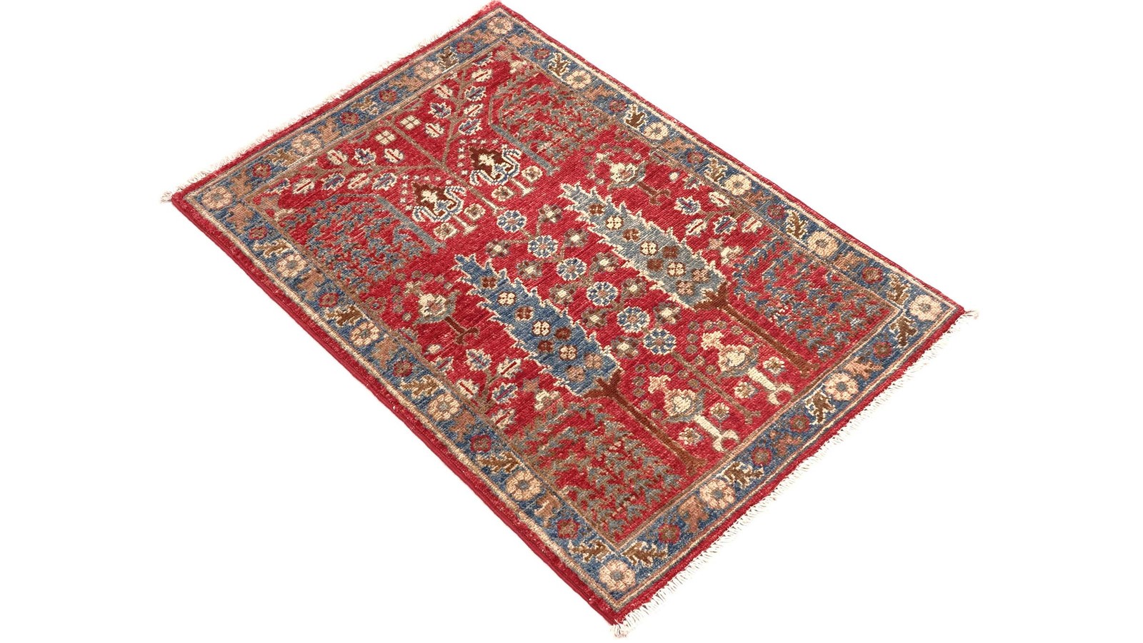 Afghan Ziegler Ariana Trees Carpet 60×90 Hand-knotted Red Floral Orient B