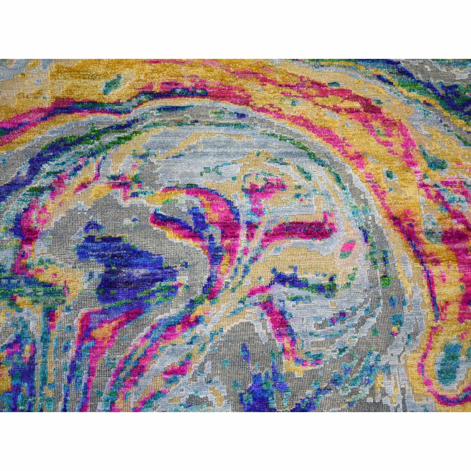 11’7″x14’5″ THE LAVA Oversized Sari Silk Textured Wool Hand Knotted Rug R59270
