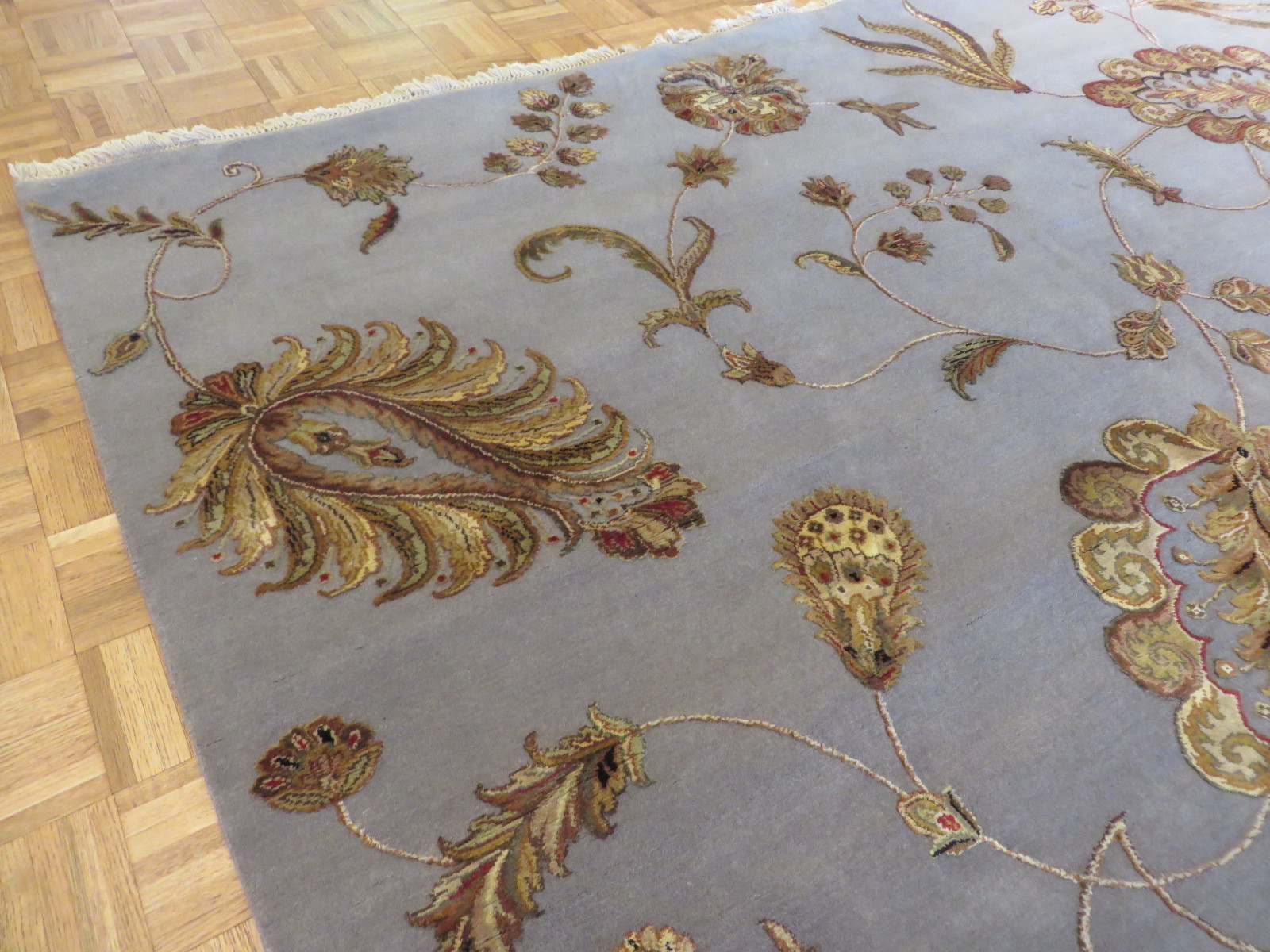 8 X 10 Hand Knotted Light Blue Agra With Silk Oriental Rug G3101