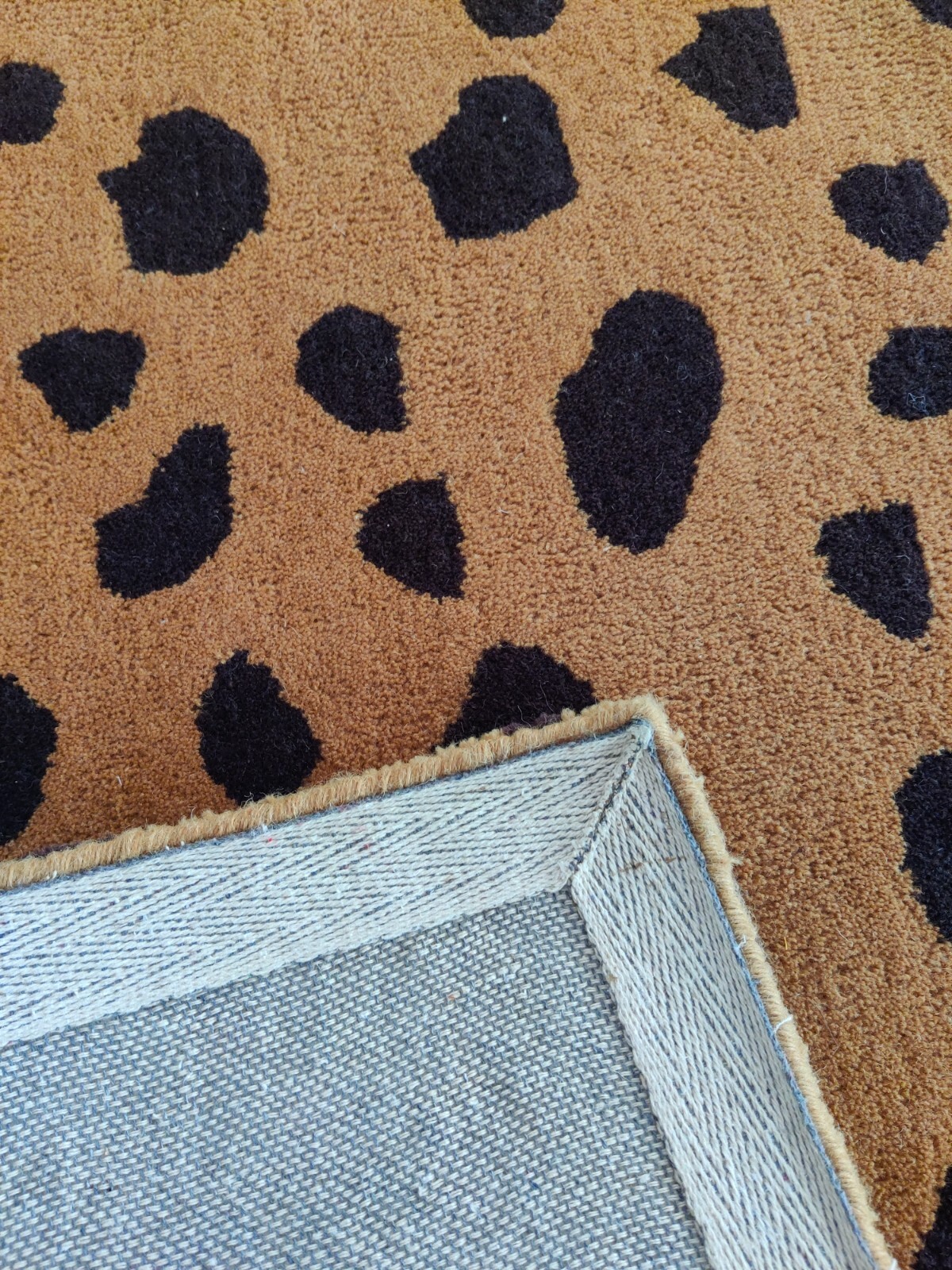 Handmade Tufted Wool Rug for Kids Teens Orange Cheetah Spotted Rug 2 x 3 ft