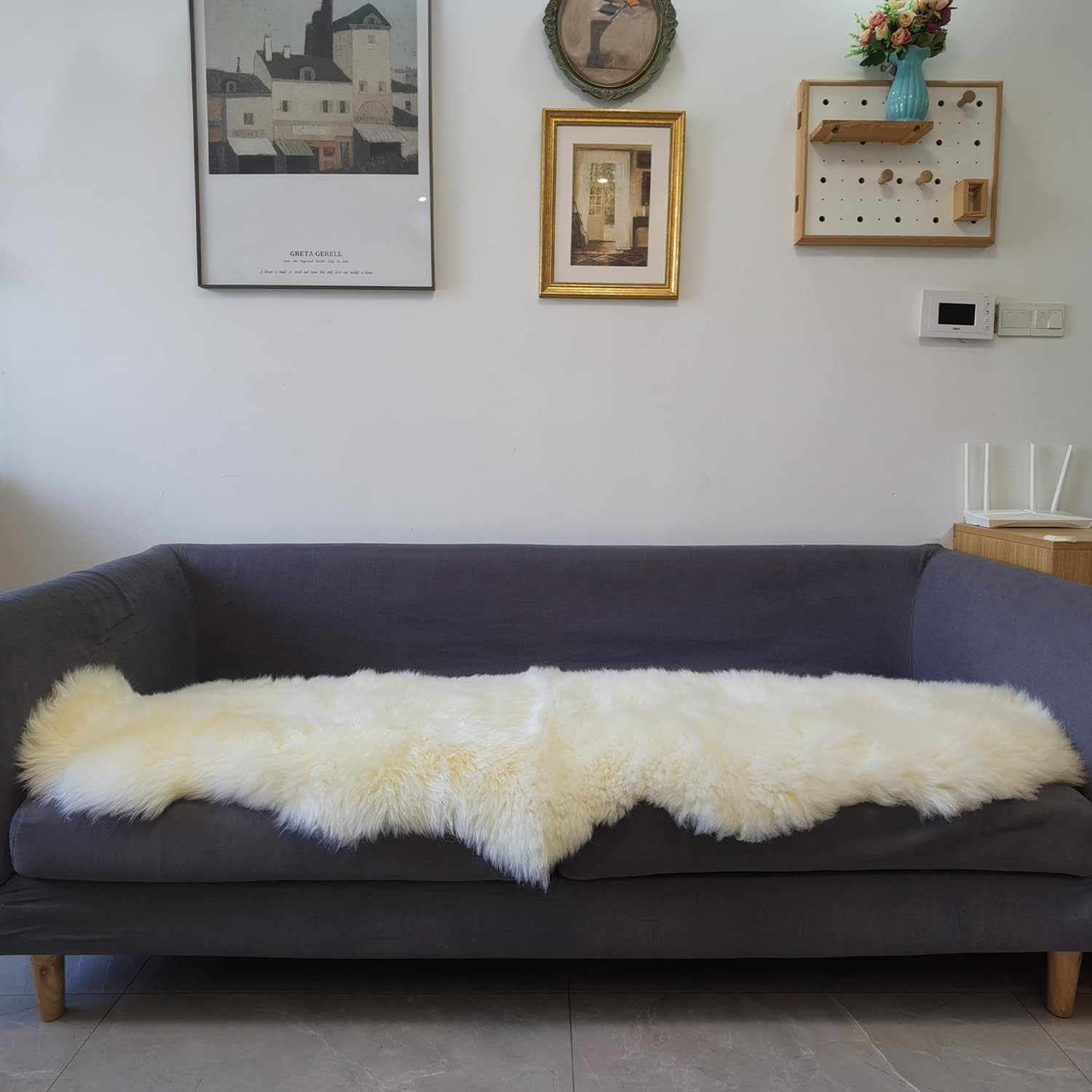 Genuine Australian Sheepskin Rug, Real Lambskin Area Rug 2×6 Ft Natural White