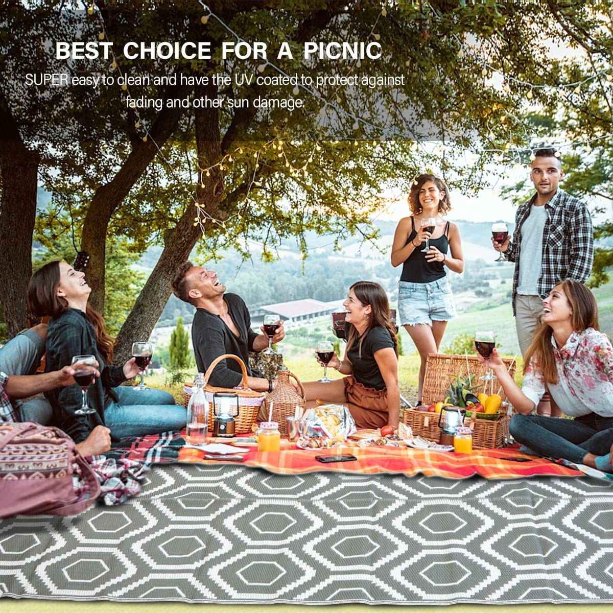 Outdoor Camping Rugs, 9×12 Outdoor Rug Patios Clearance Plastic Straw Rug Wea…