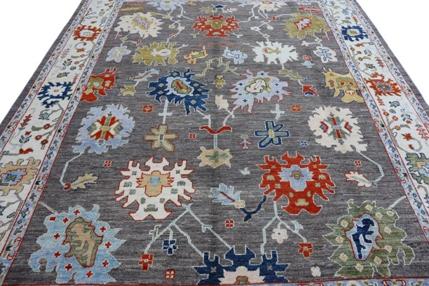 Handmade Grey Traditional Oushak 4×6,5×8,6×9,8×10,9×12,10×14 Hand-Knotted Rug