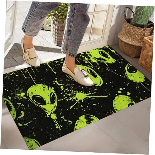 Green Alien Indoor Door Mat,Front Door Mat Outside Entrance,17×29.5 Alien43