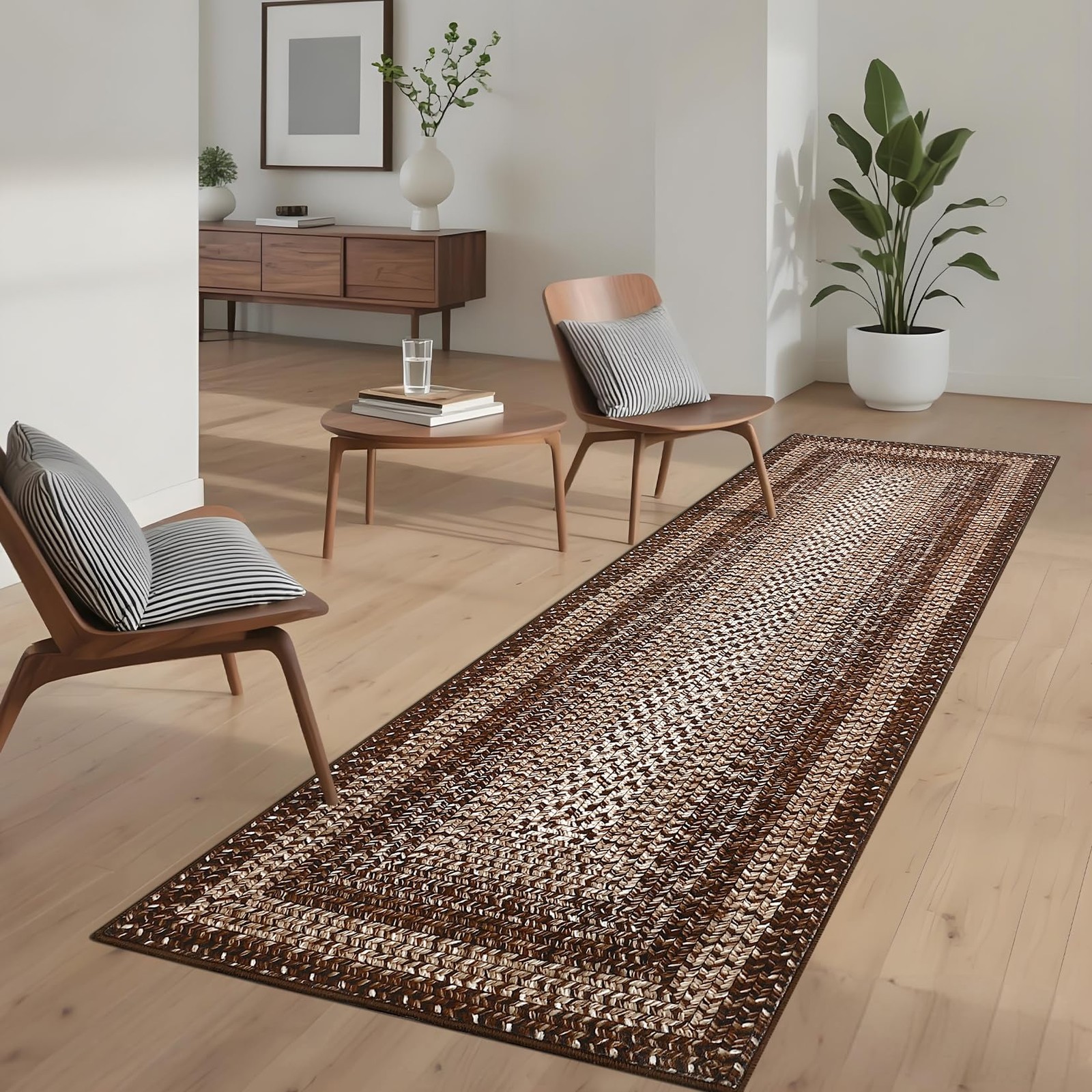 Garveehome Printed Rug Braided Pattern On It Washable Runner 2X8 Rugs For