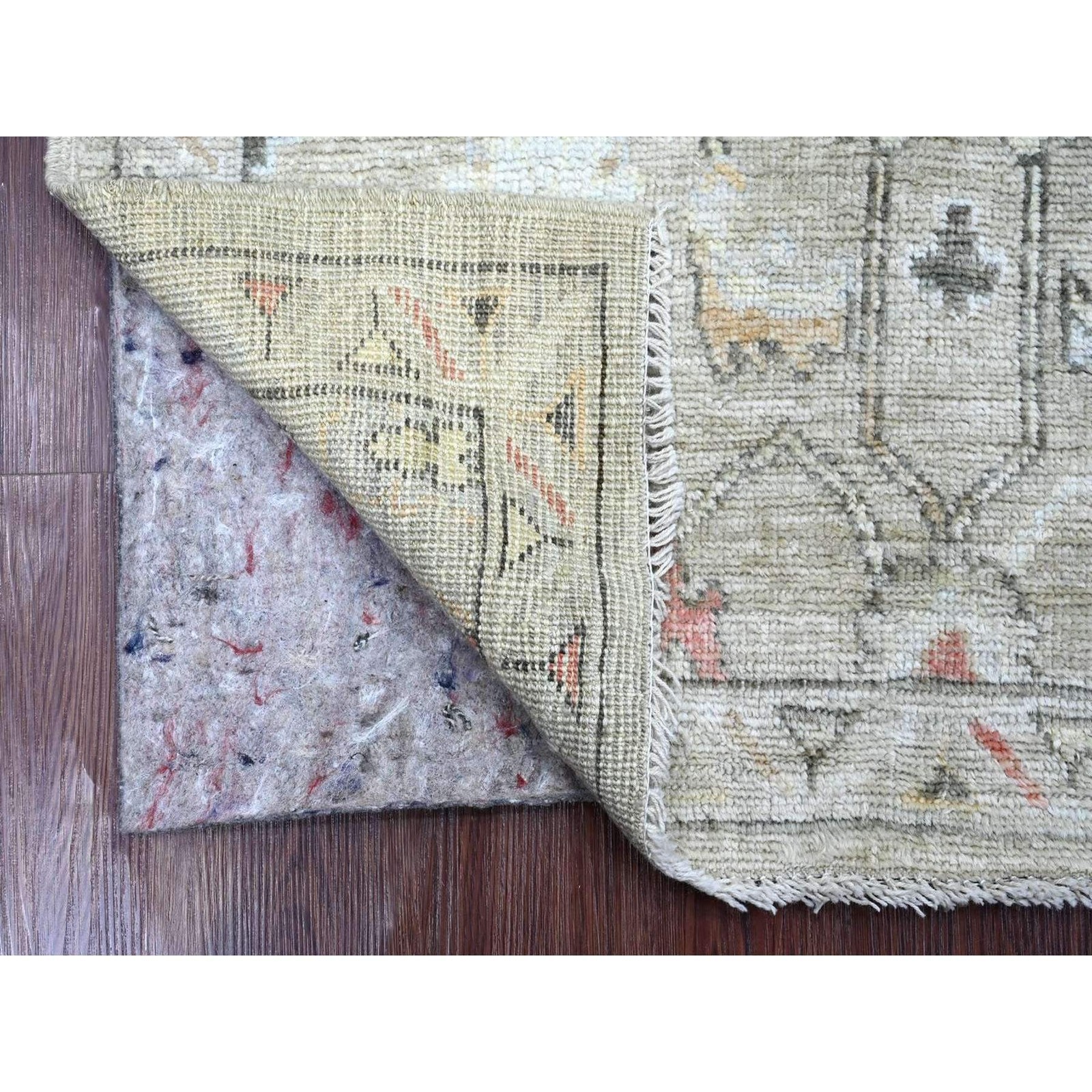 3’3″x5′ Stone Gray Afghan Angora Oushak Vines Design Hand Knotted Wool Rug 22914