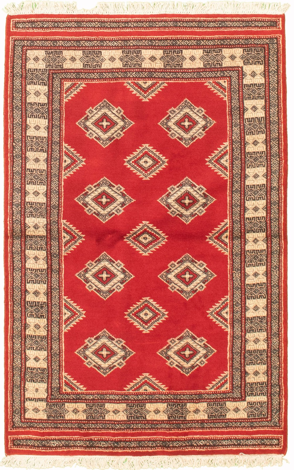 Traditional Hand-Knotted Geometric Area Rug 3’1″ x 5’0″ Oriental Wool Carpet