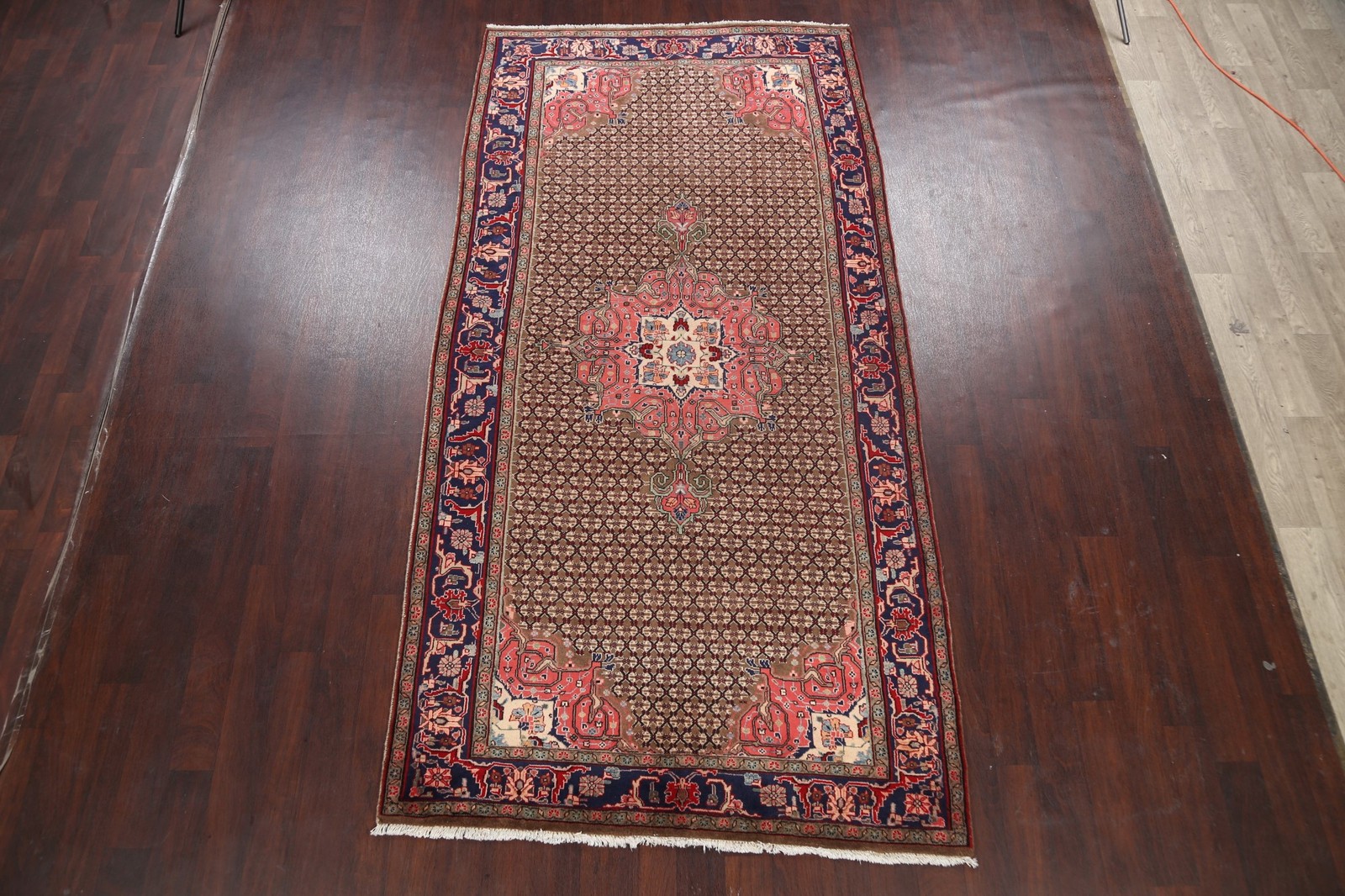 Brown Geometric Tribal Area Rug 5×10 Wool Hand-made Traditional Room Size Carpet