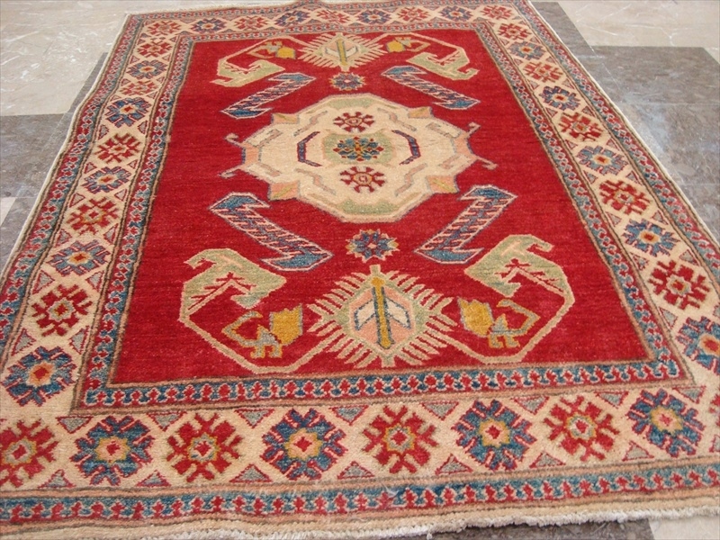 Super Kazak Caucasion Geometric Veg Dyed Mahal Hand Knotted Rug Carpet (6 x 4)’