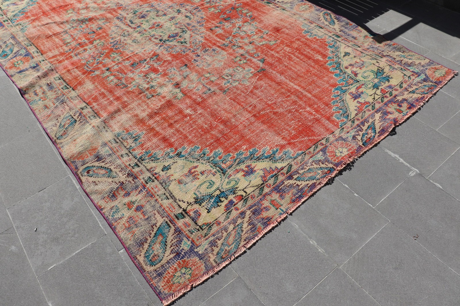 6,5×10,6 ft Turkish Rug, Vintage Large Rug, Red Moroccan Wool Rug