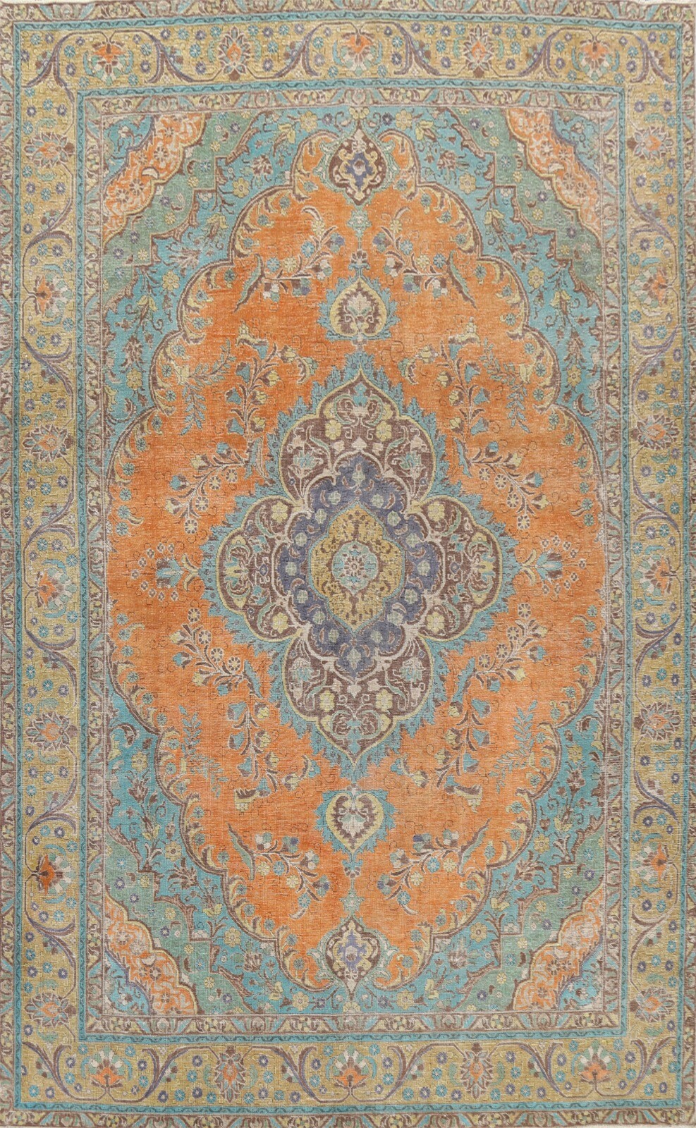 Orange Floral Traditional Oriental Area Rug Hand-knotted Medallion Wool 10×13 ft