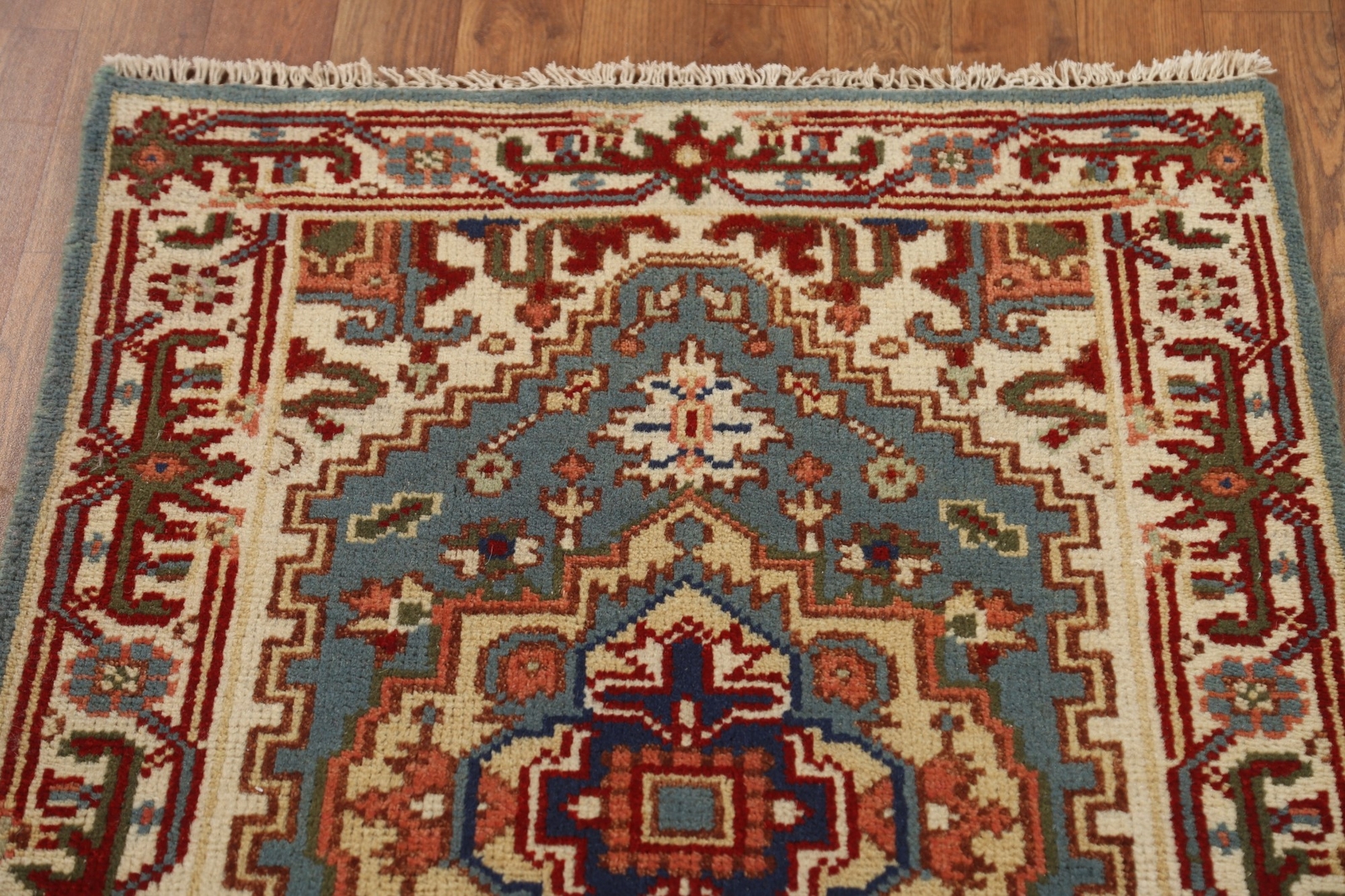 Timeless Charm Heriz Serapi Indian Hand-Knotted Hallway Runner Rug 3×8 ft