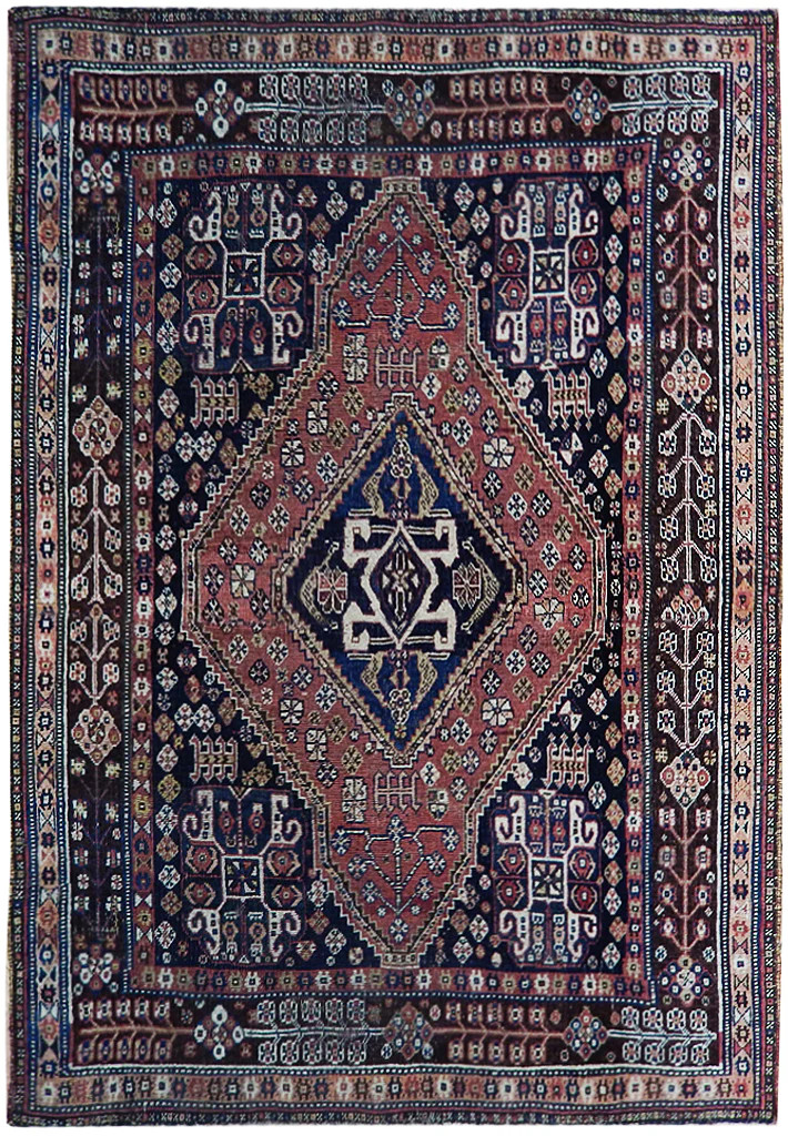 5′ x 6′ Navy Blue Antique Perrsian Tribbal Rug 23514