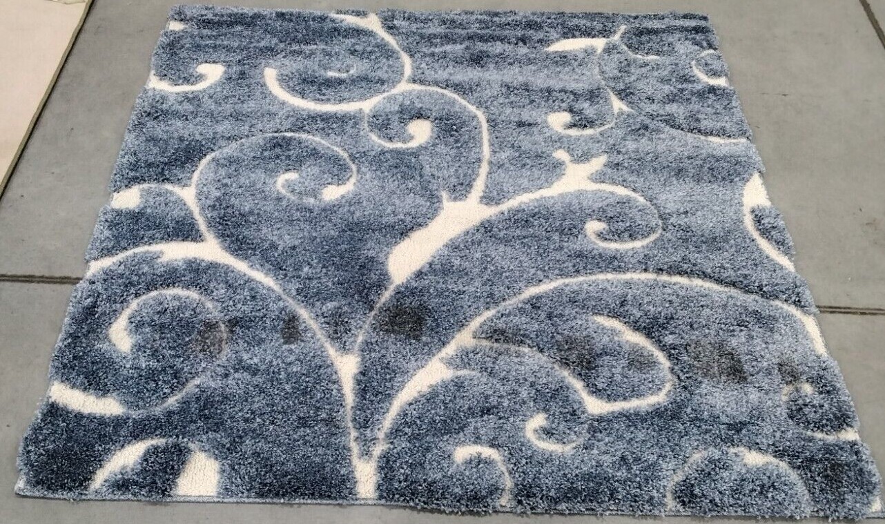LIGHT BLUE / CREAM 5′ X 5′ Stained Rug, Reduced Price 1172720742 SG455-6011-5SQ
