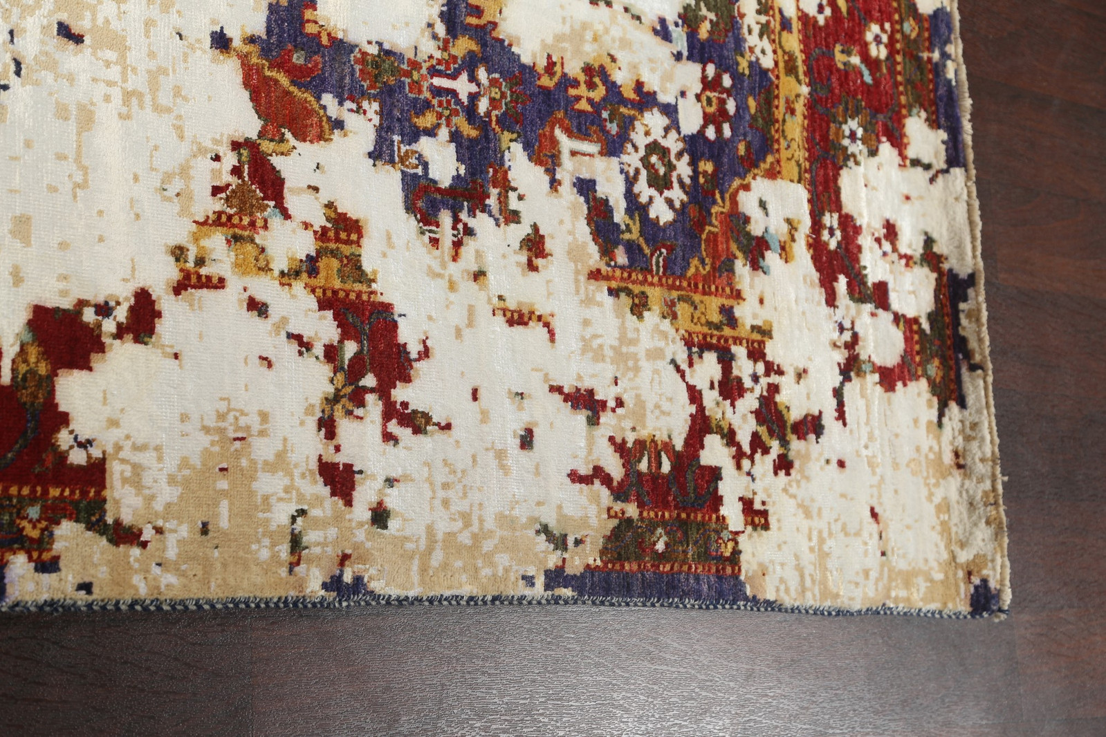 Handmade Vegetable Dye Distressed Rug 8×10 Ft Abstract Wool & Silk Carpet