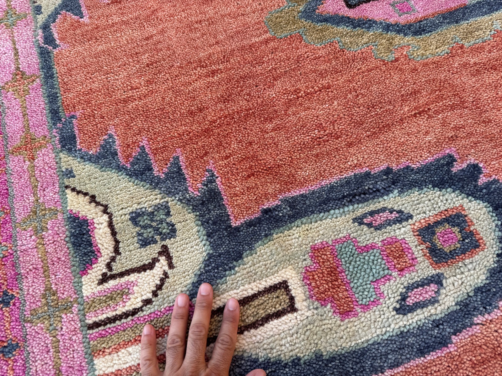8×10 NEW WOOL RUG HANDMADE ORIENTAL handwoven persimmon orange pink oushak heriz