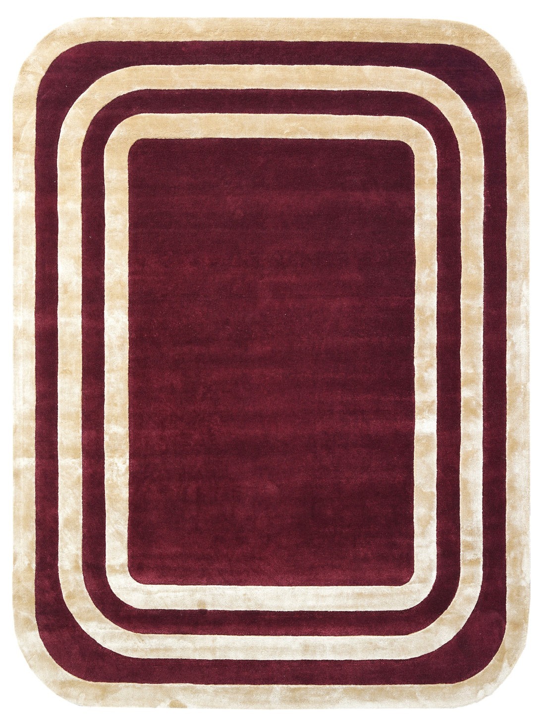 Hand-Tufted Burgundy Wool Area Rug Scandinavian Modern Living Room, bedroom rug