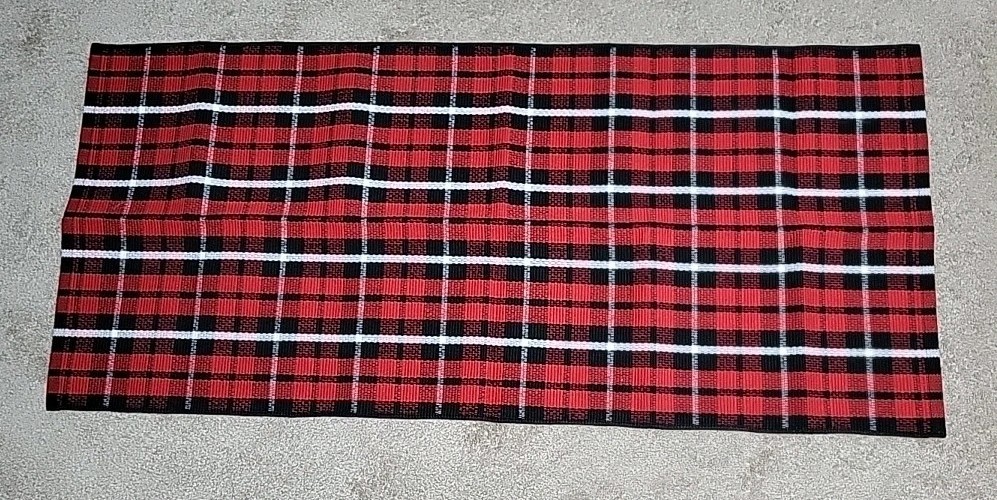 Woven Rug Red Black White